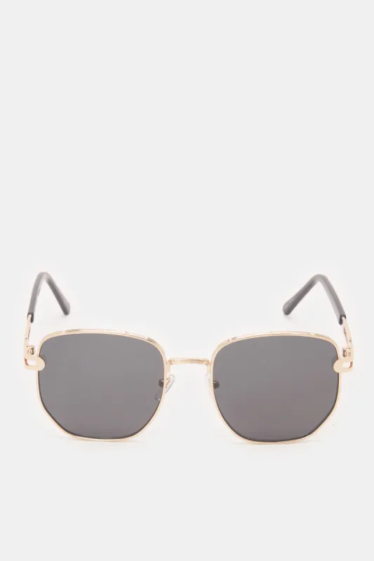 Men Black Hexagonal Sunglasses sold by Redtag