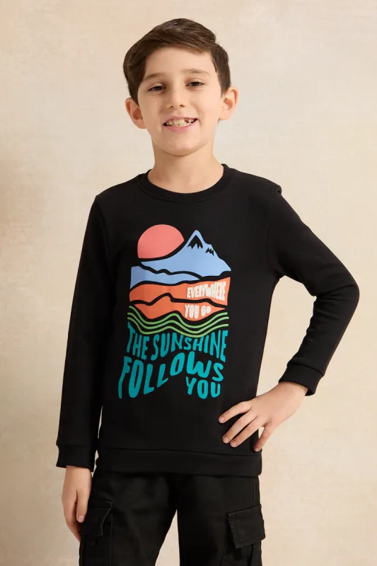 Boys Black Printed Sweatshirt sold by Redtag