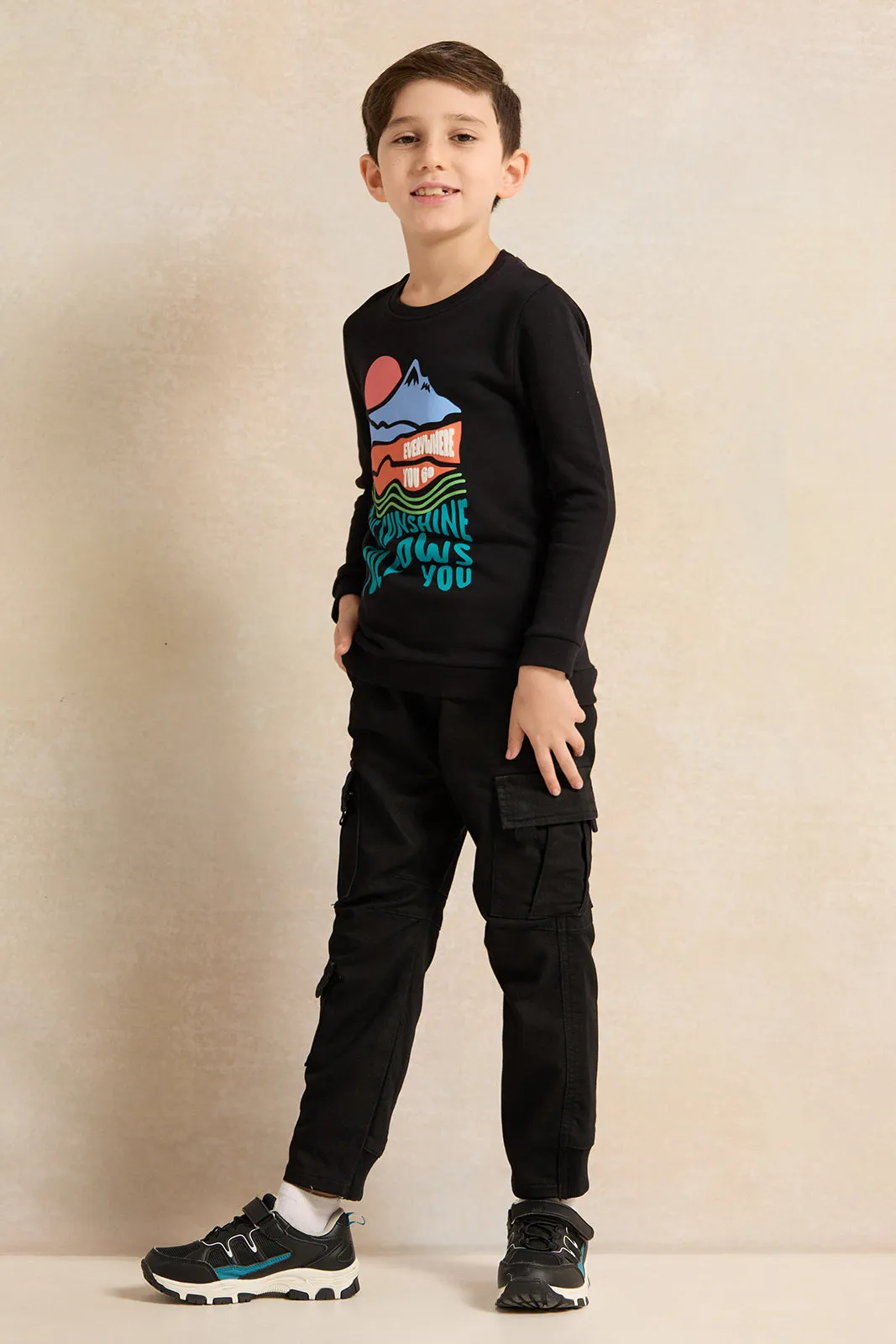 Boys Black Printed Sweatshirt sold by Redtag product image thumbnail 2