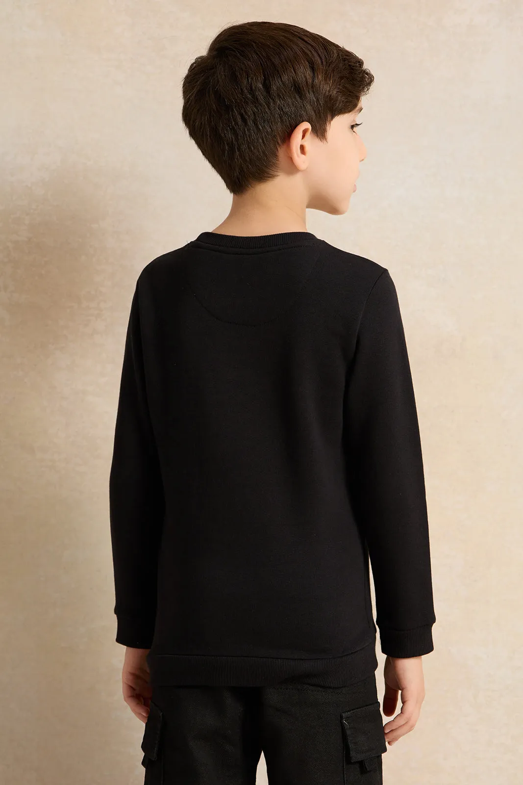 Boys Black Printed Sweatshirt sold by Redtag product image thumbnail 3