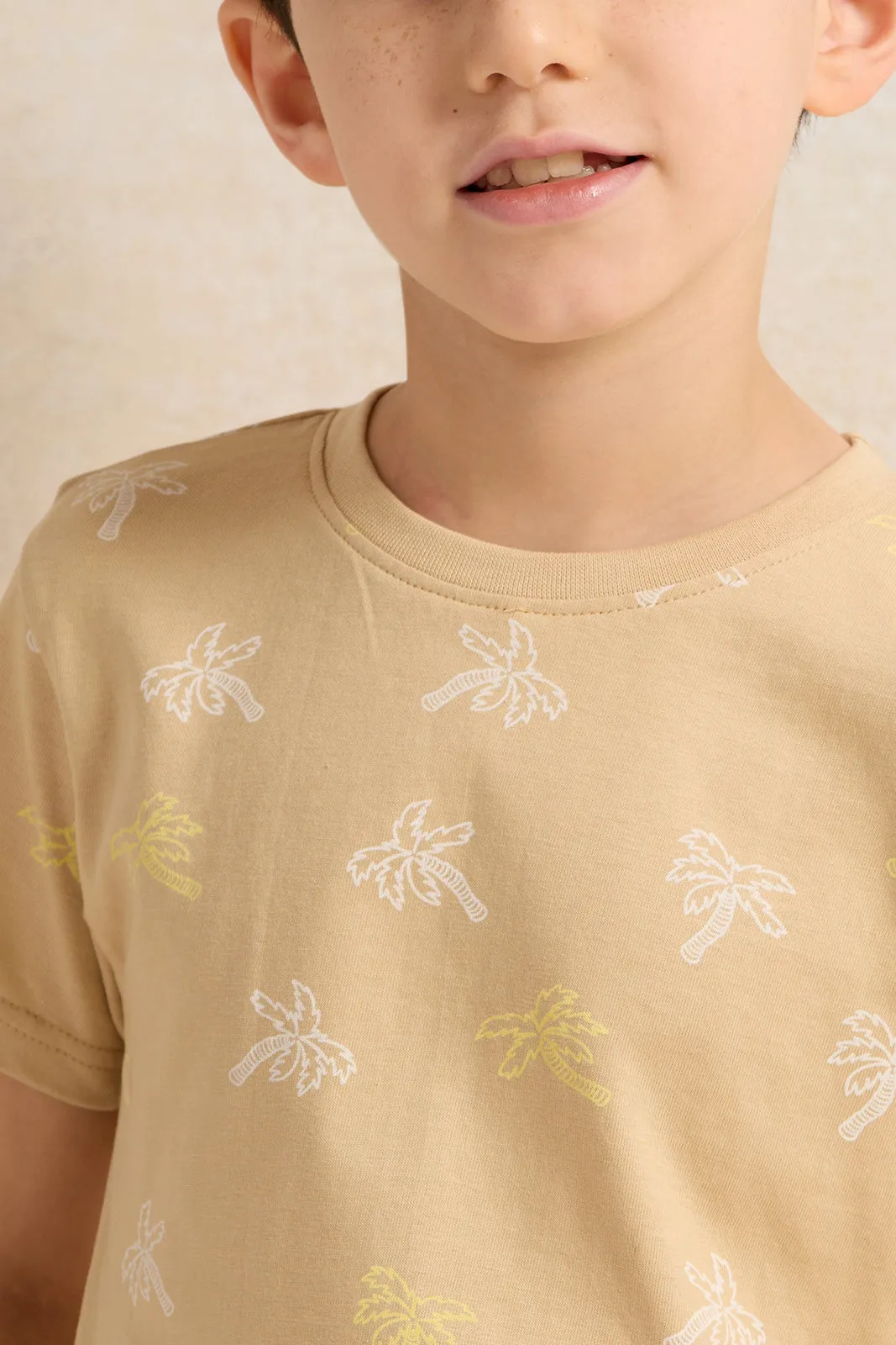 Boys Cream Palm Print T-Shirt sold by Redtag product image thumbnail 4