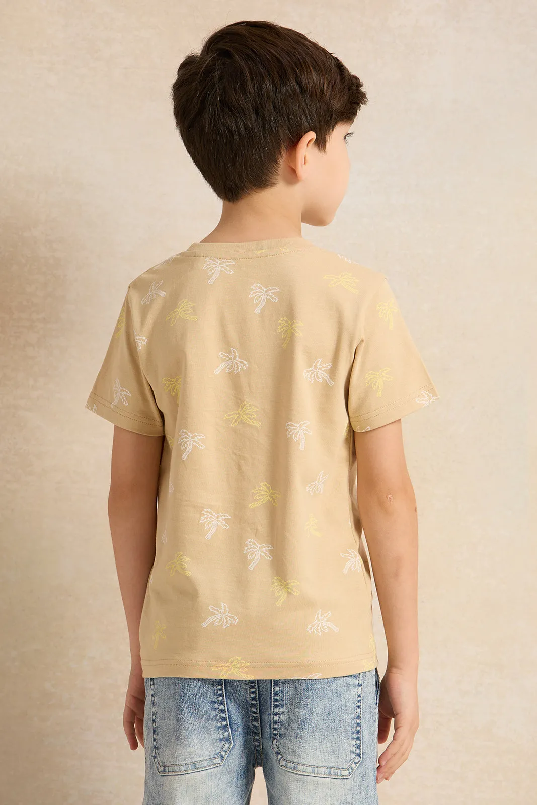 Boys Cream Palm Print T-Shirt sold by Redtag product image thumbnail 3