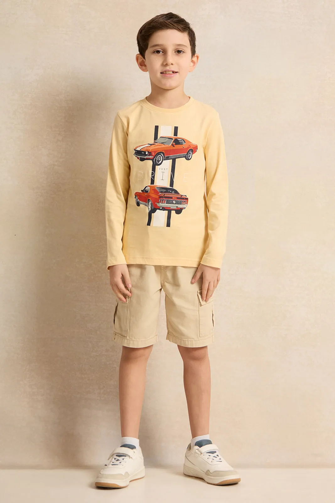 Boys Mustard Just Drive Printed T-Shirt sold by Redtag product image thumbnail 2