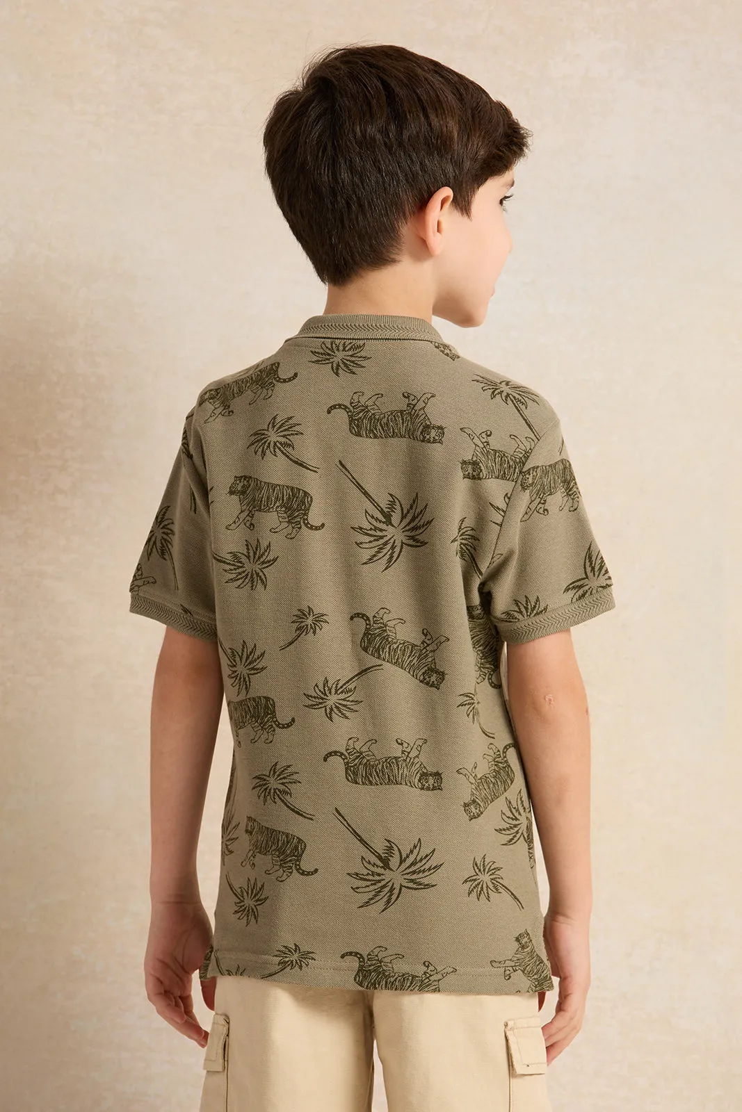 Boys Green Short Sleeve Polo T-Shirt sold by Redtag product image thumbnail 3