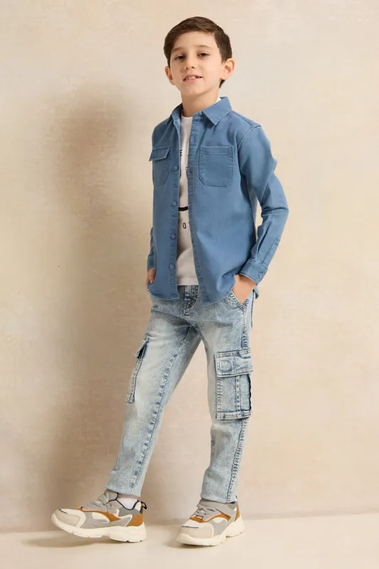 Boys Blue And White Shirt With T-Shirt Set (2 Piece) sold by Redtag