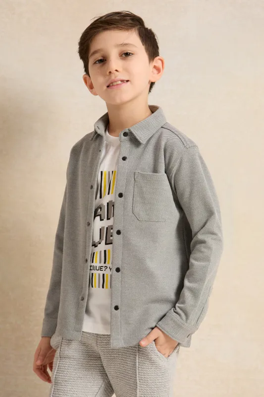 Boys Grey And White Shirt With T-Shirt Set (2 Piece) sold by Redtag