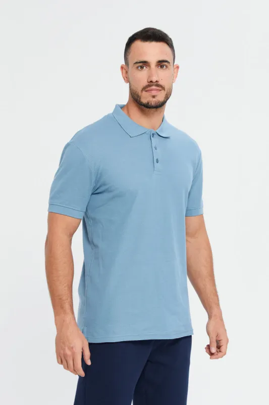 Men Blue Basic Polo Shirt sold by Redtag