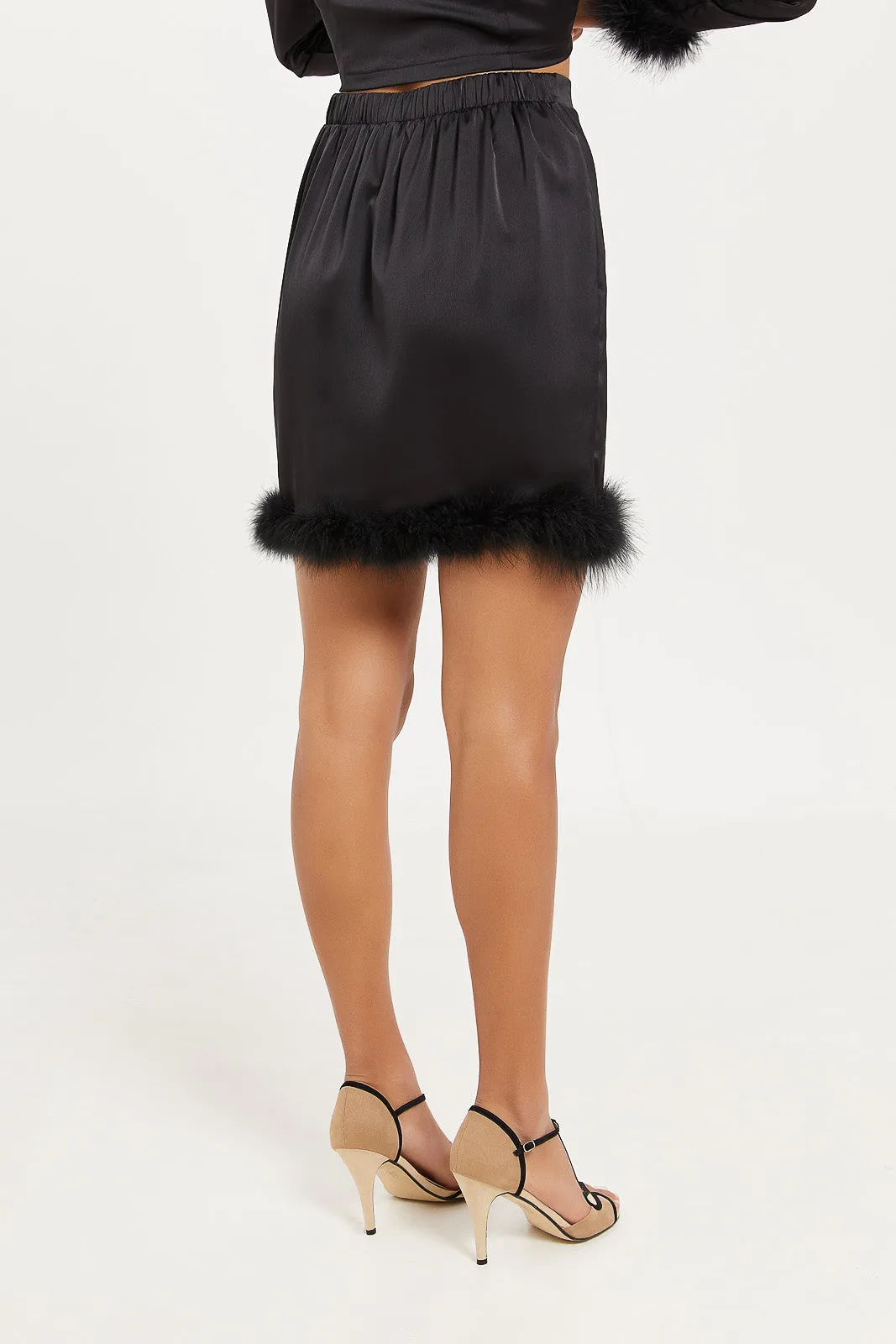 Women Black Satin Feather Skirt sold by Redtag product image thumbnail 3