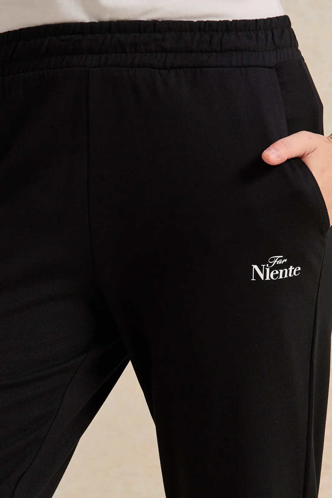 Women Black Placement Print Active Pants sold by Redtag product image thumbnail 4