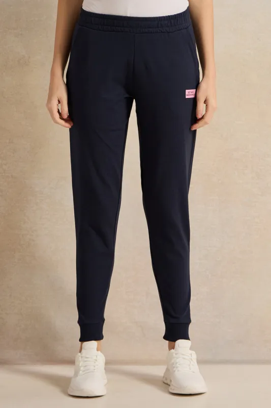 Women Navy Placement Print Active Pants sold by Redtag
