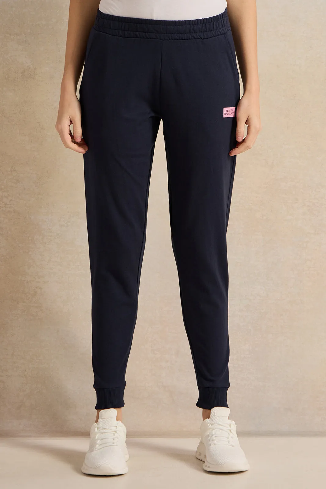 Women Navy Placement Print Active Pants sold by Redtag