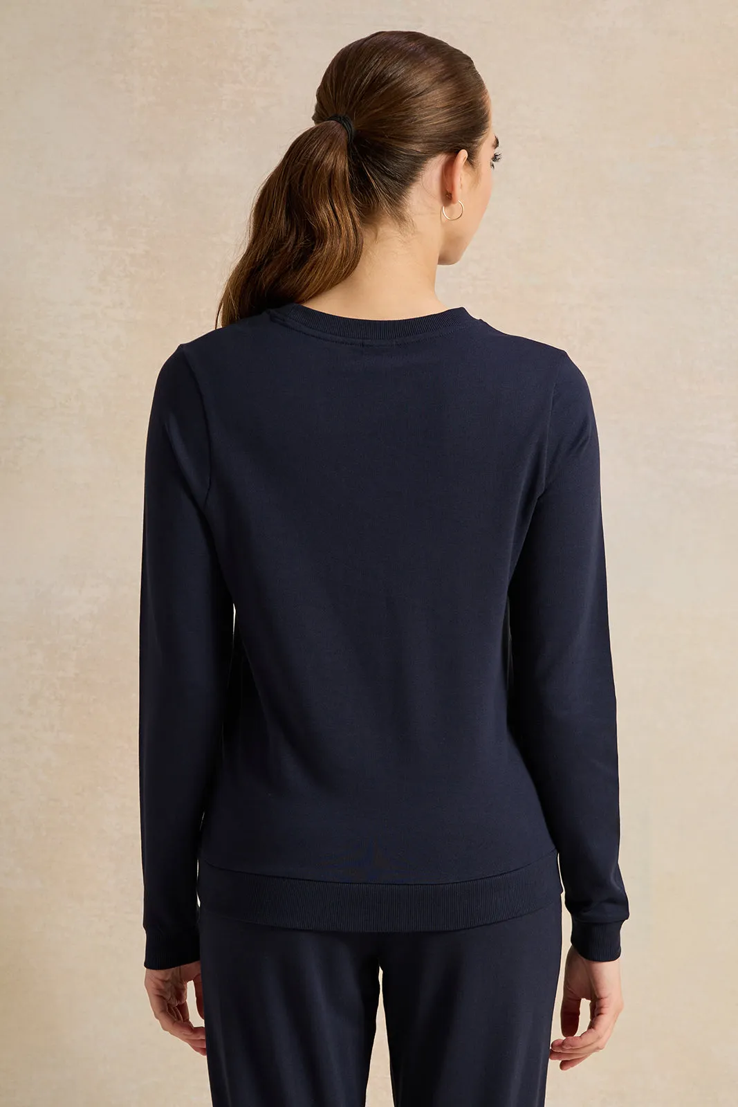 Women Navy Placement Print Sweatshirt sold by Redtag product image thumbnail 3