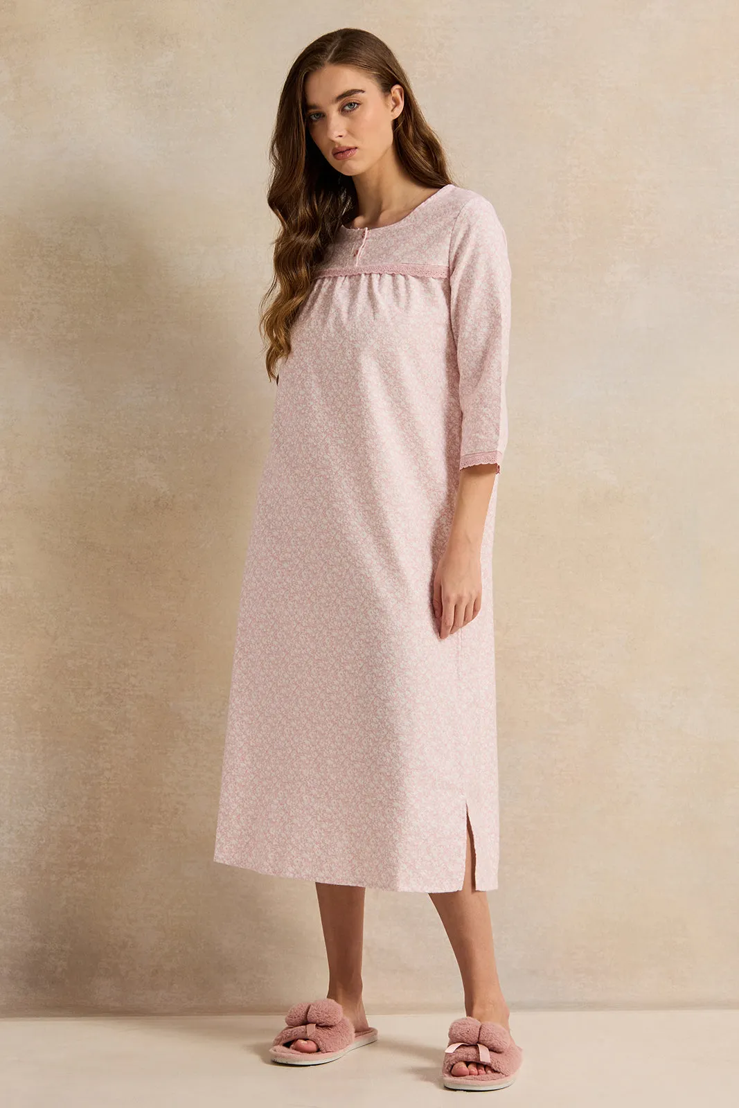 Women Pink Printed Ninghtgown sold by Redtag product image thumbnail 4