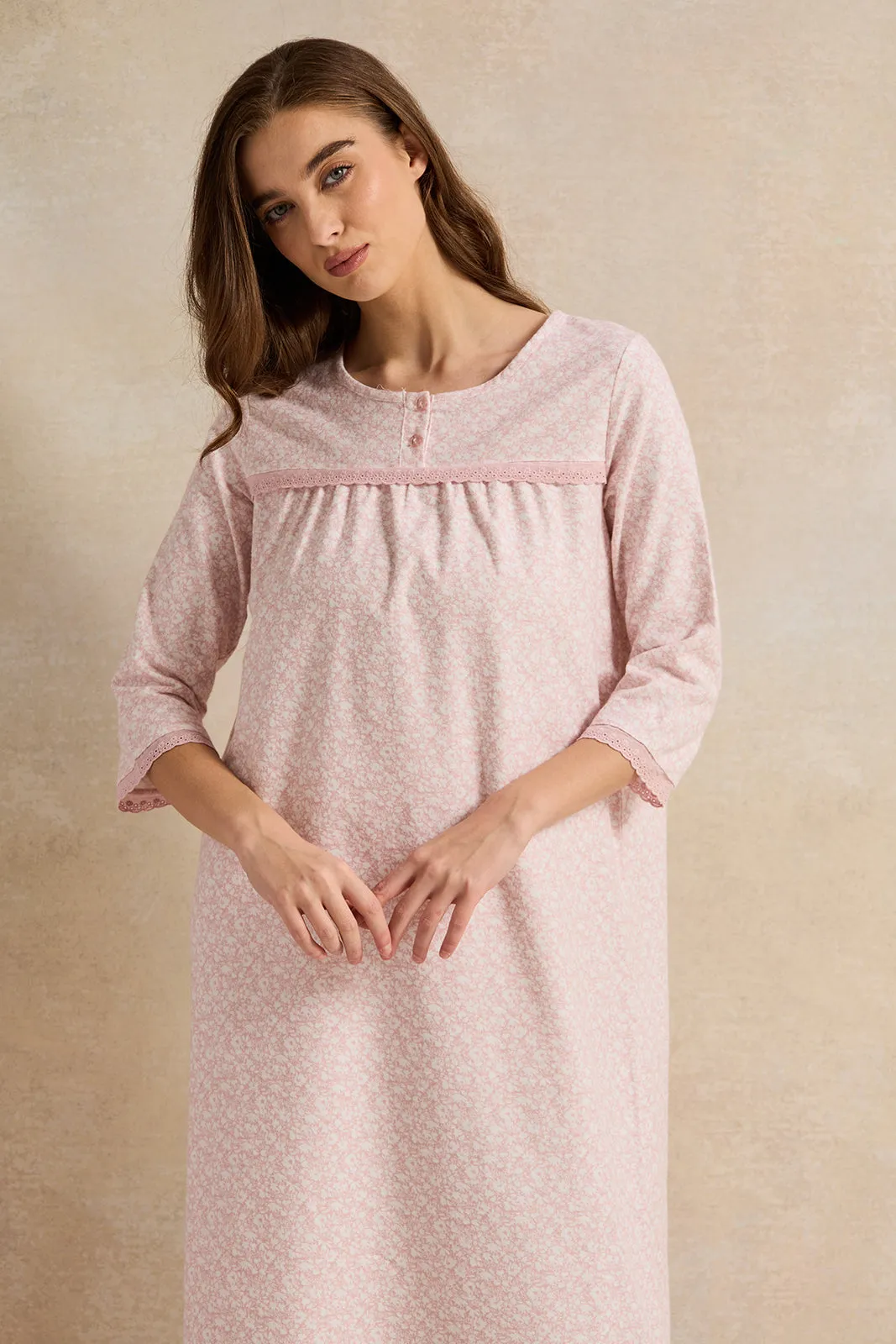 Women Pink Printed Ninghtgown sold by Redtag product image thumbnail 2