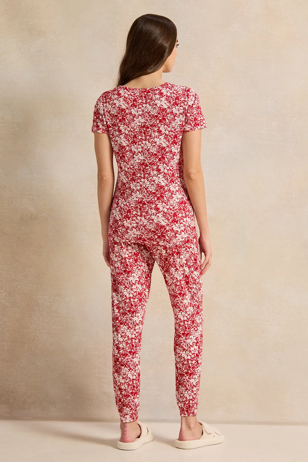 Women Red Printed Pyjama Set (2 Piece) sold by Redtag product image thumbnail 4