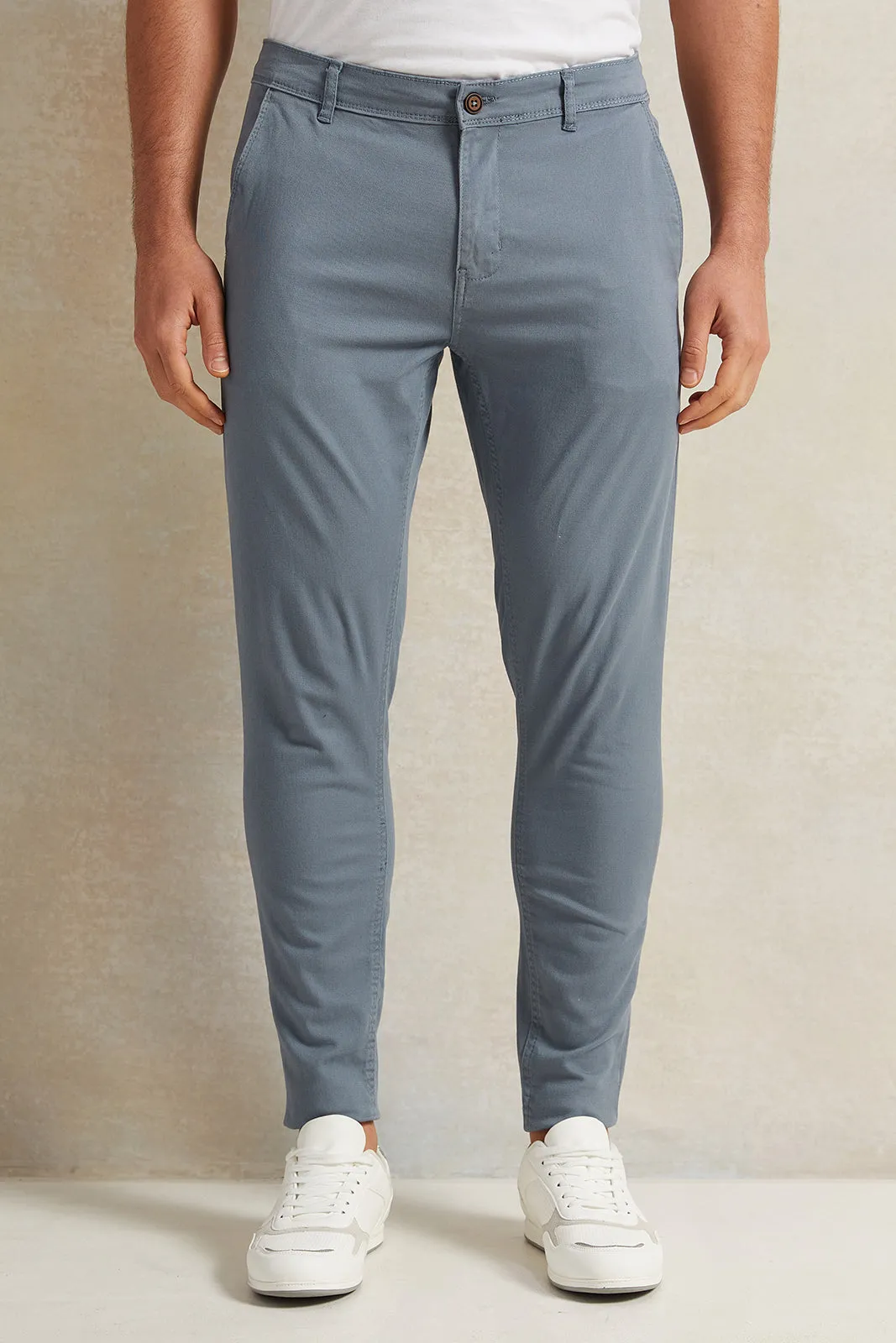 Men Blue Slim Fit Trousers sold by Redtag