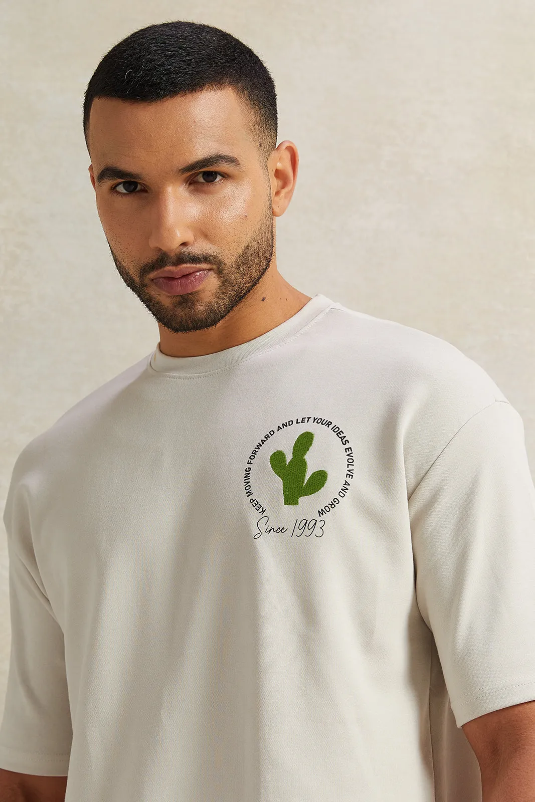 Men Grey Printed Interlock Oversized T-Shirt sold by Redtag product image thumbnail 4