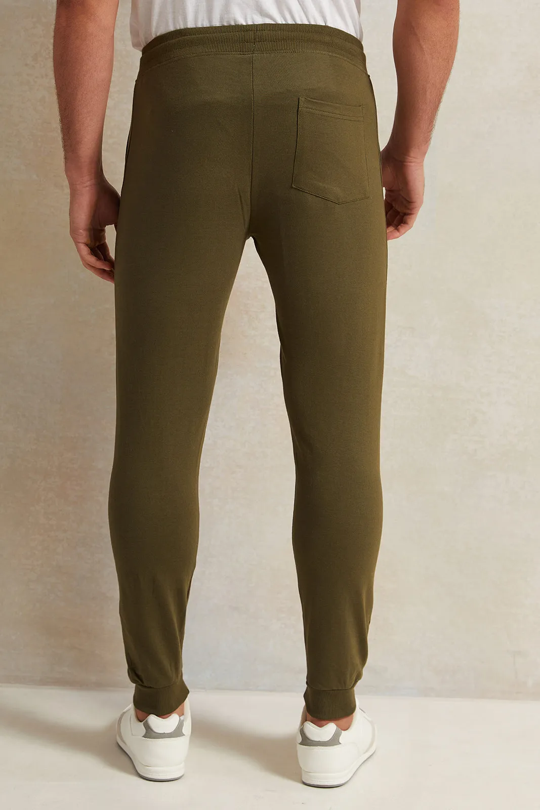 Men Green Solid Active Pants sold by Redtag product image thumbnail 3