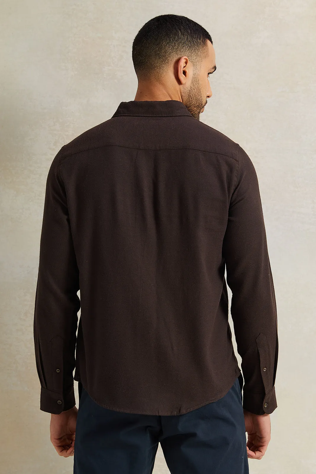 Men Brown Check Flannel Shirt sold by Redtag product image thumbnail 3