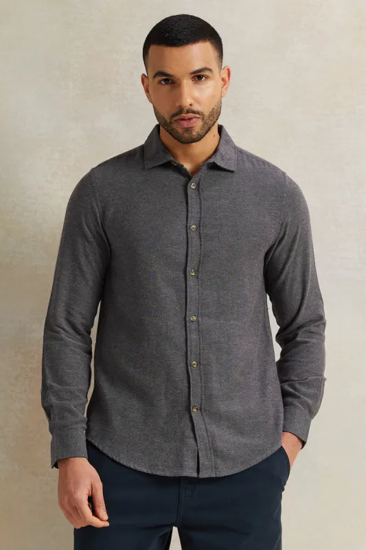Men Charcoal Check Flannel Shirt sold by Redtag