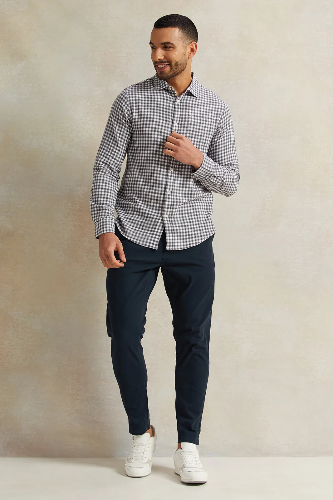 Men Grey Checkered Flannel Shirt sold by Redtag product image thumbnail 2