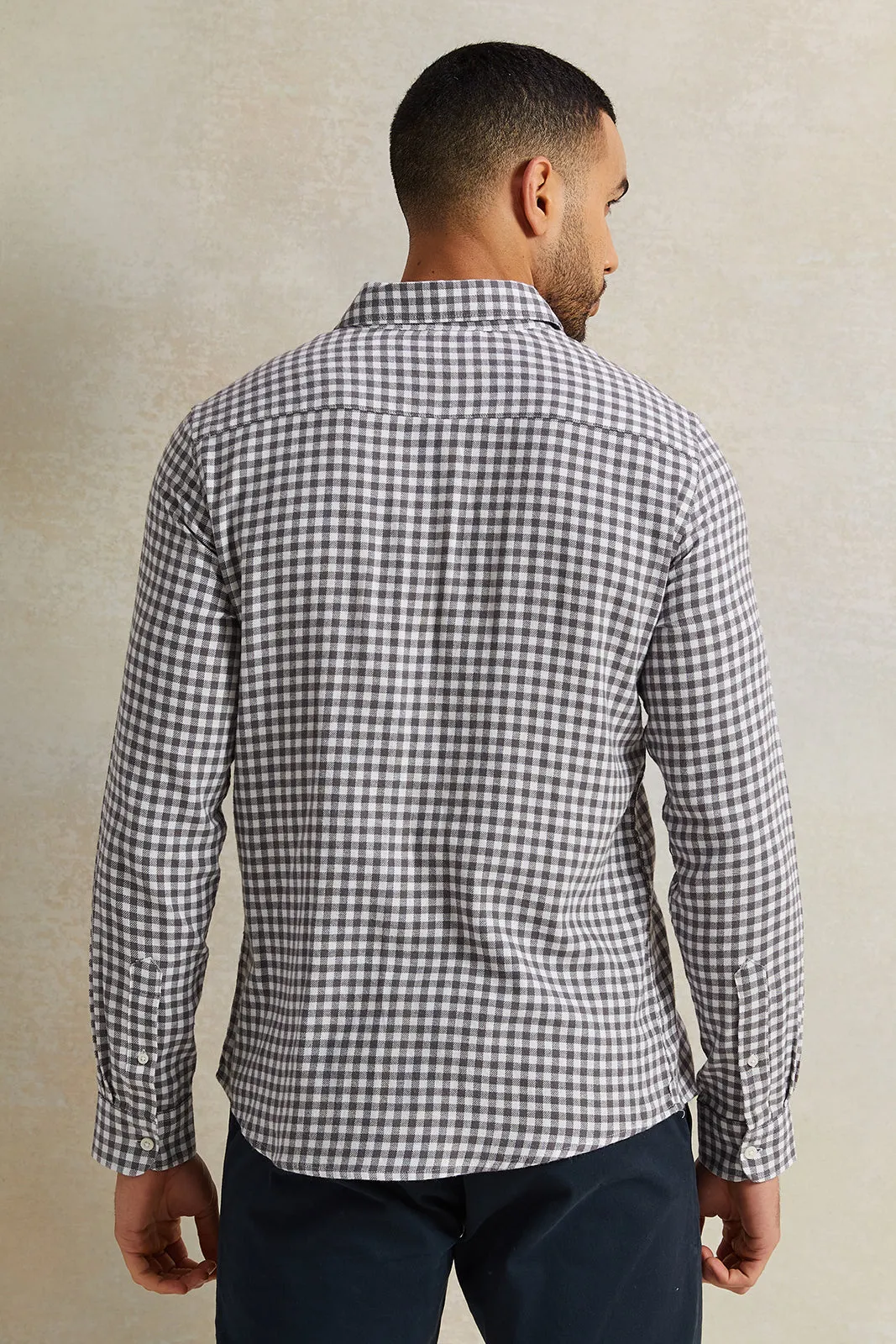 Men Grey Checkered Flannel Shirt sold by Redtag product image thumbnail 3