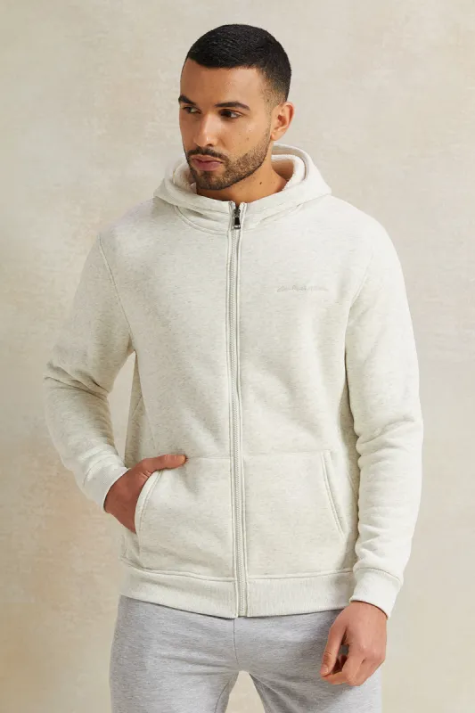 Men Beige Faux Fur Hooded Sweatshirt sold by Redtag