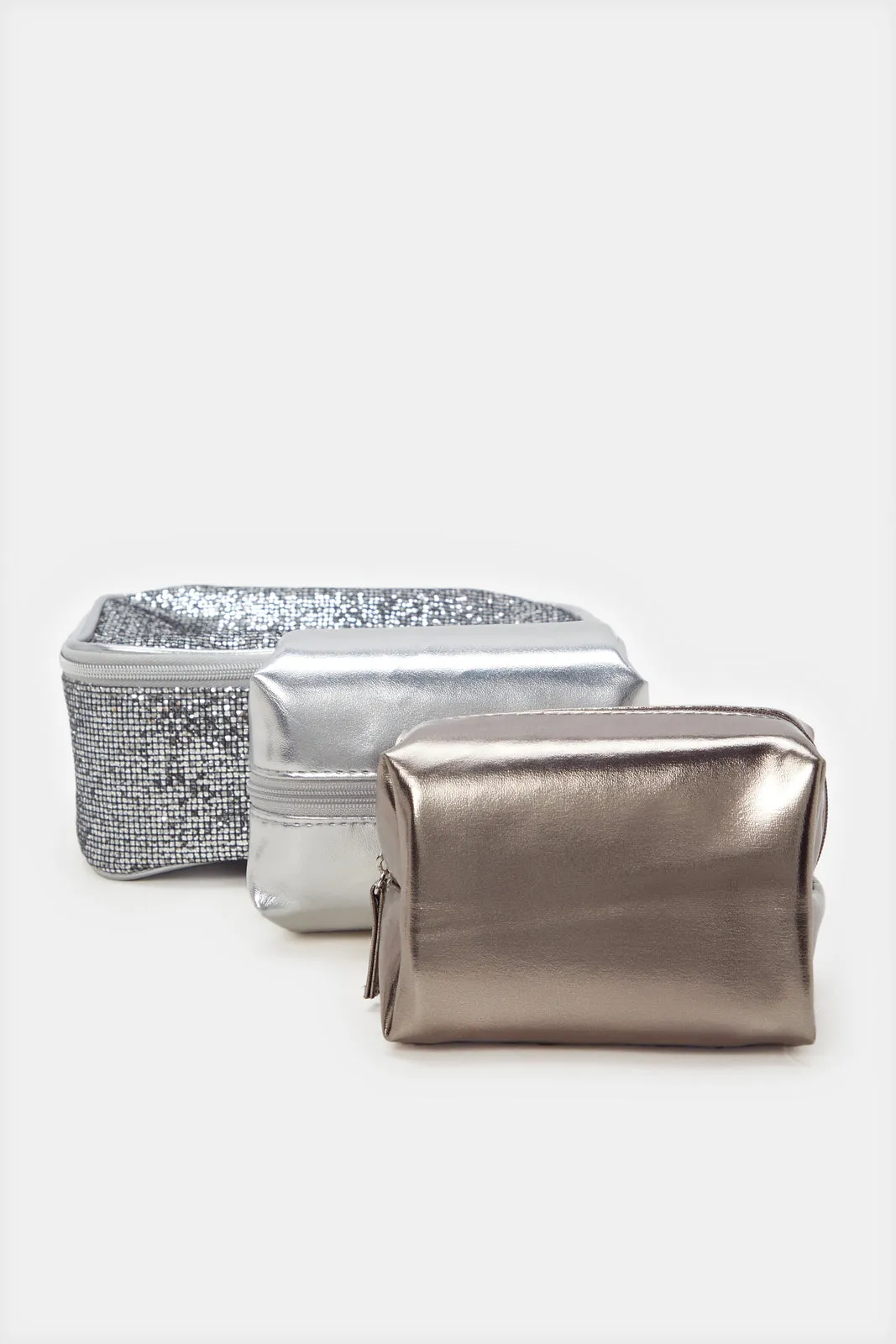 Women Silver Embellished Cosmetic Pouch Set (4 Piece) sold by Redtag product image thumbnail 2