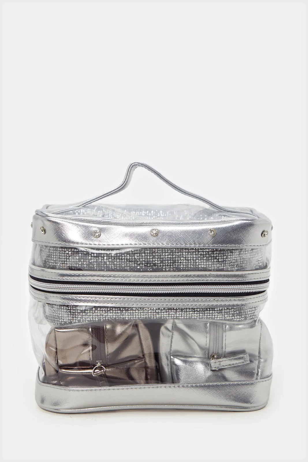 Women Silver Embellished Cosmetic Pouch Set (4 Piece) sold by Redtag