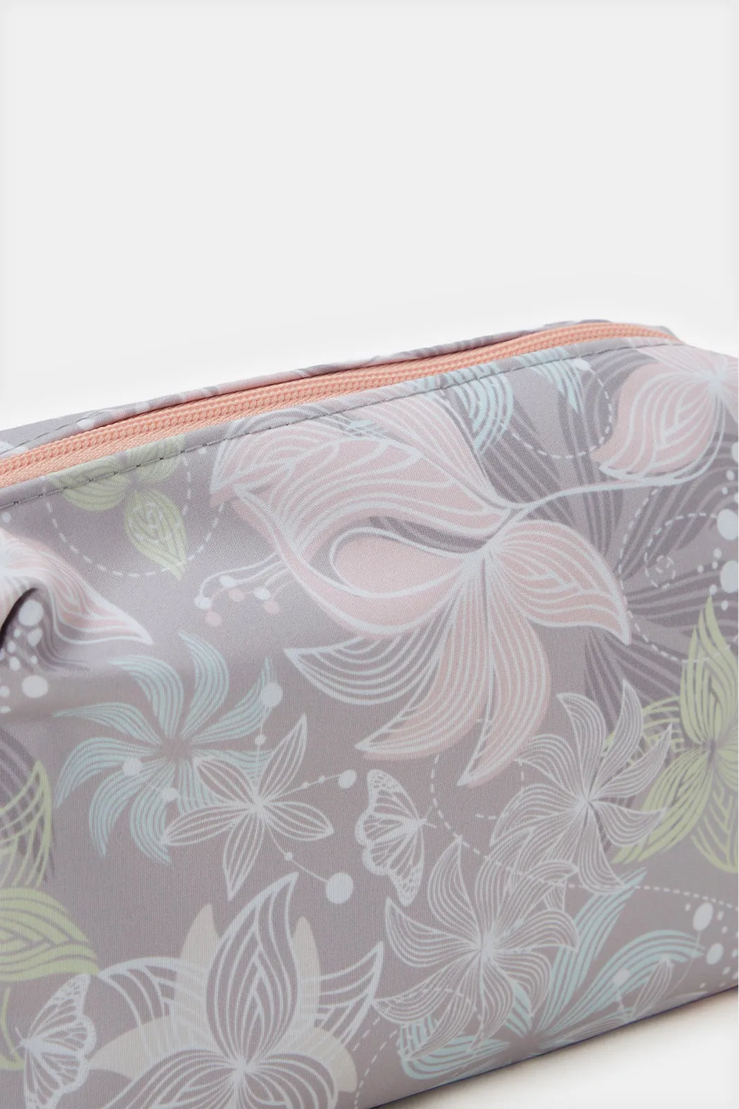 Women Pink And Grey Printed Cosmetic Pouch Set (2 Piece) sold by Redtag product image thumbnail 3
