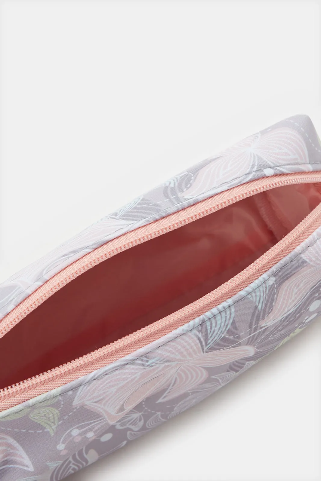 Women Pink And Grey Printed Cosmetic Pouch Set (2 Piece) sold by Redtag product image thumbnail 4