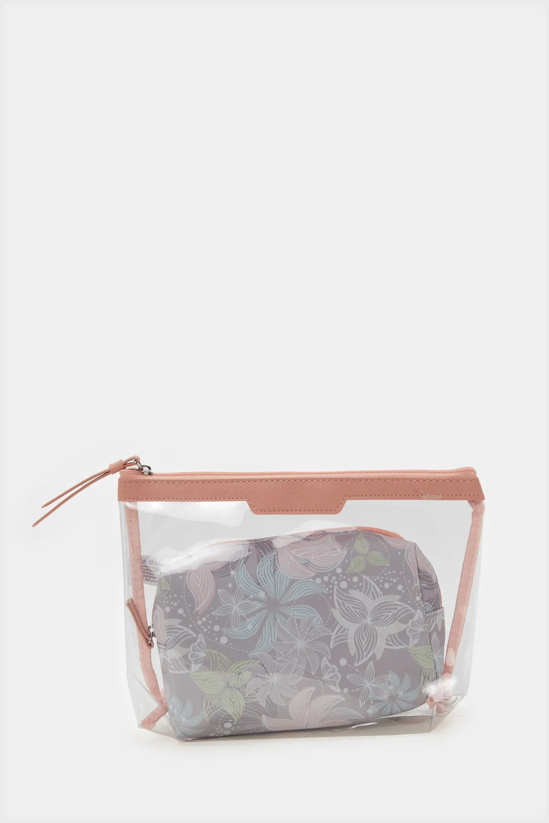 Women Pink And Grey Printed Cosmetic Pouch Set (2 Piece) sold by Redtag