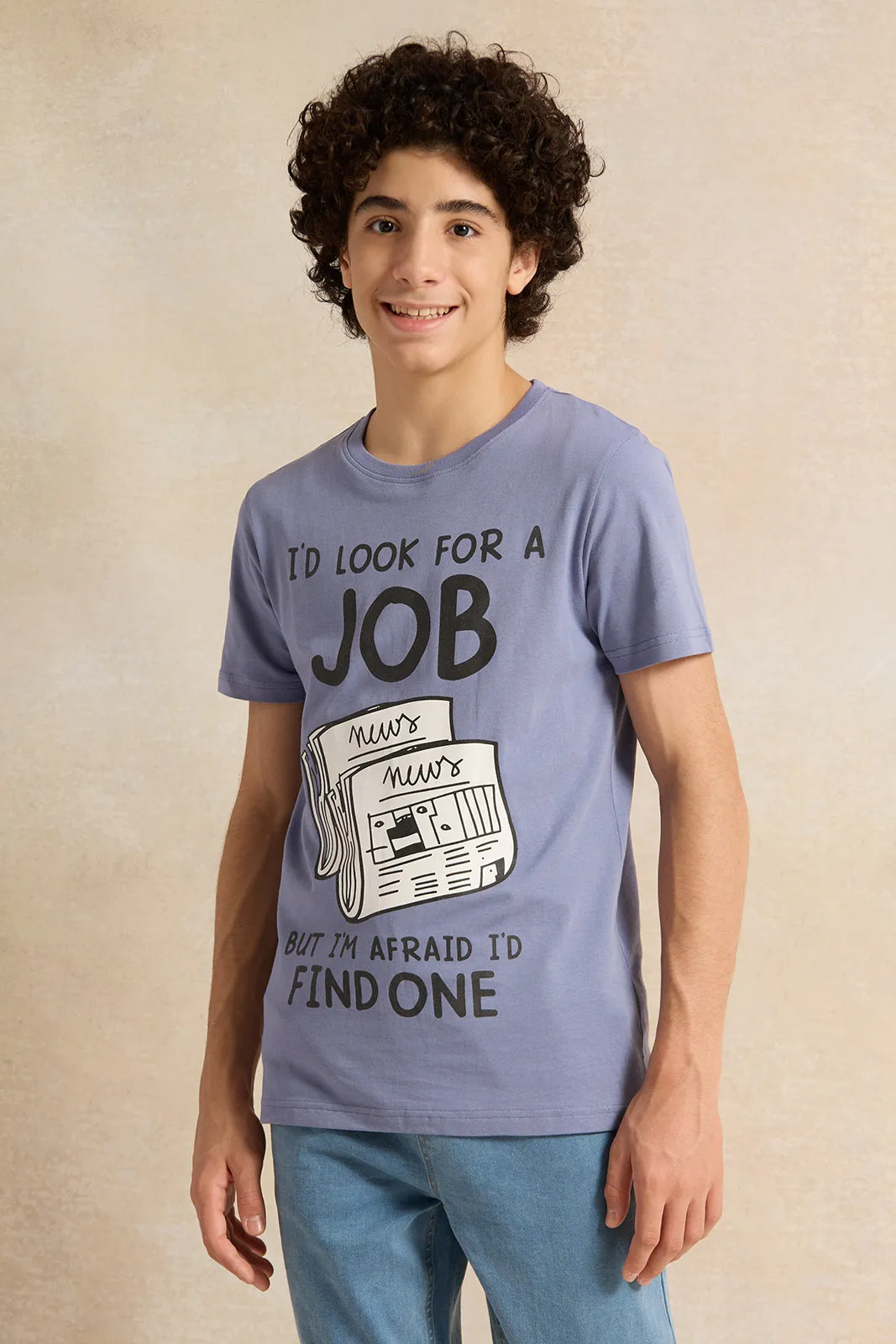 Senior Boys Blue Job Graphic T-Shirt sold by Redtag