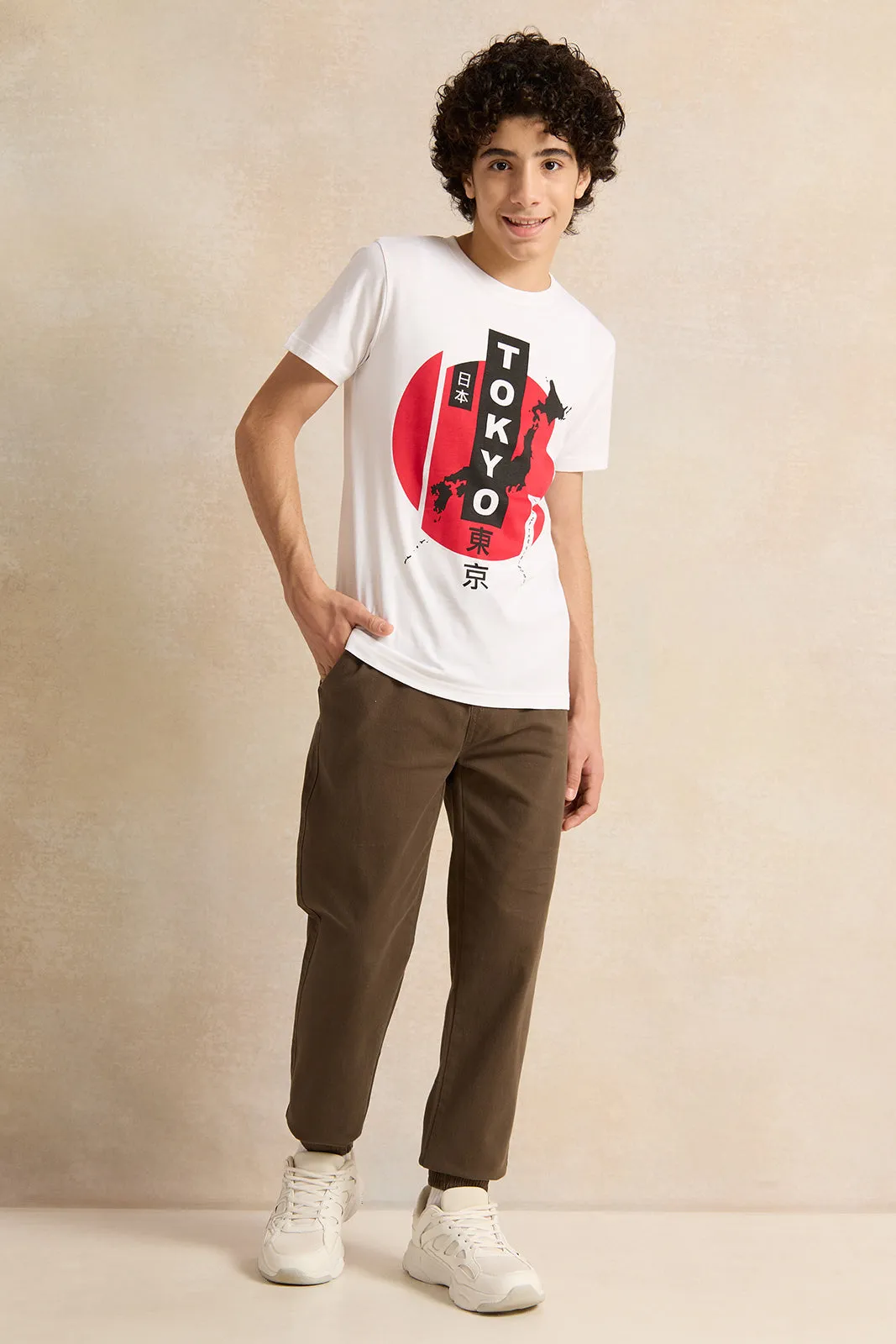 Senior Boys Brown Pull-On Jogger Trousers sold by Redtag product image thumbnail 2