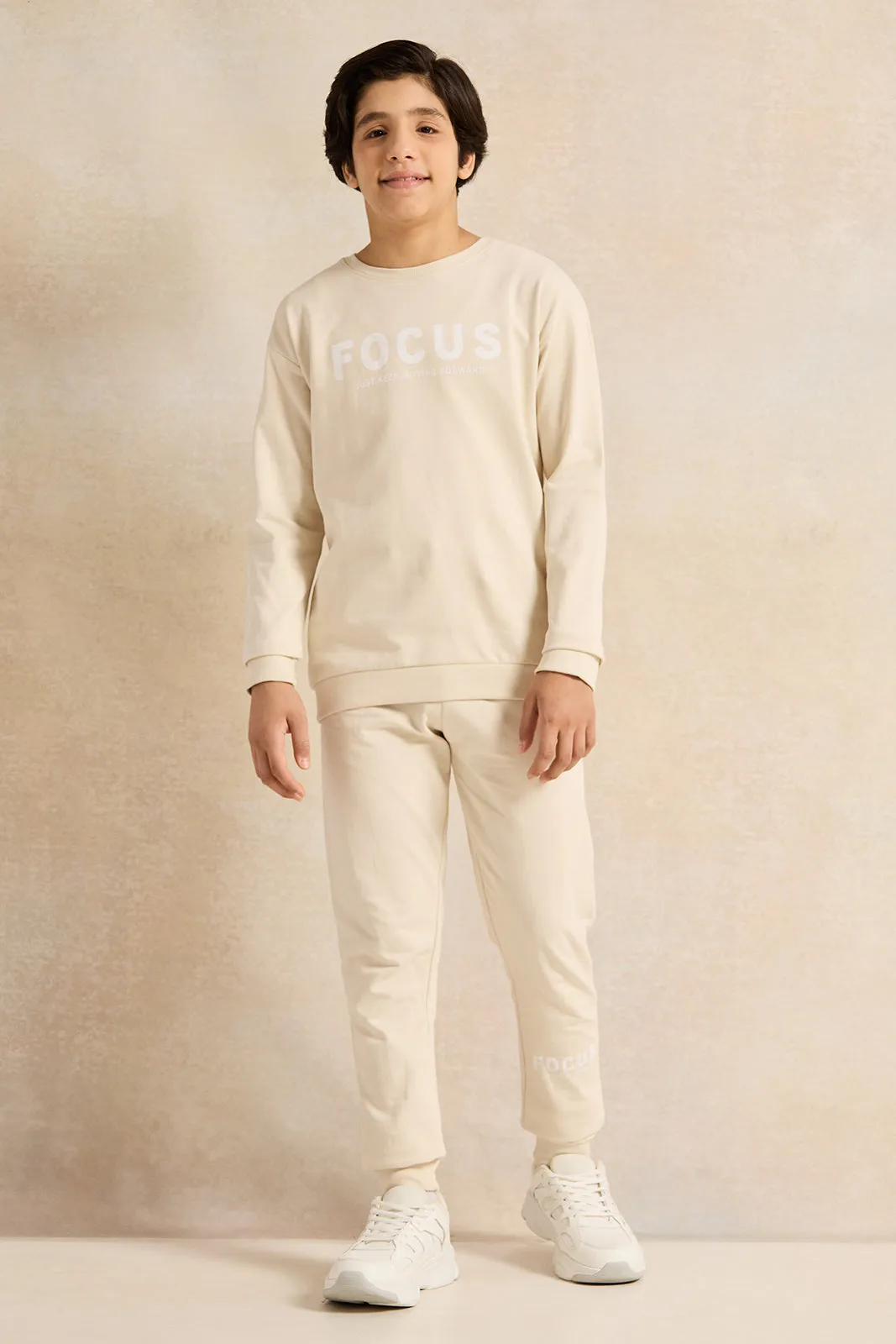 Senior Boys Beige Printed Jogger Set (2 Piece) sold by Redtag