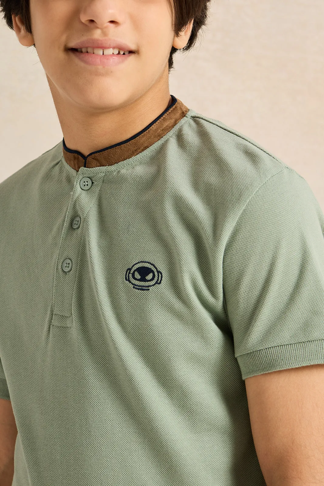 Senior Boys Green Embellished Polo Shirt sold by Redtag product image thumbnail 4