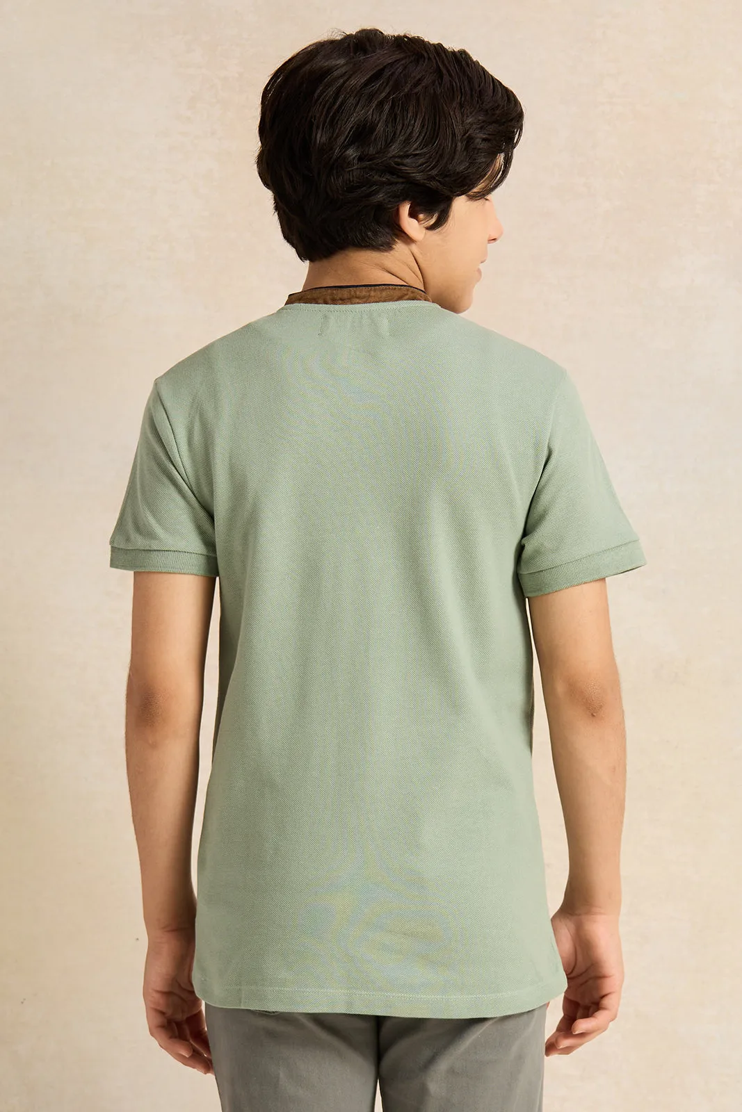 Senior Boys Green Embellished Polo Shirt sold by Redtag product image thumbnail 3