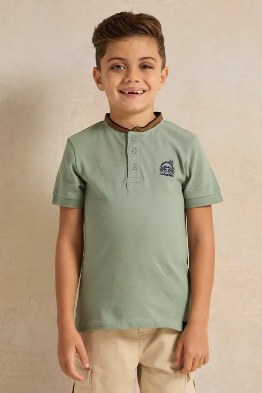 Boys Mint Short Sleeve Polo T-Shirt sold by Redtag