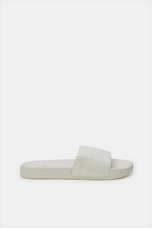 Women White Quilted Slide sold by Redtag