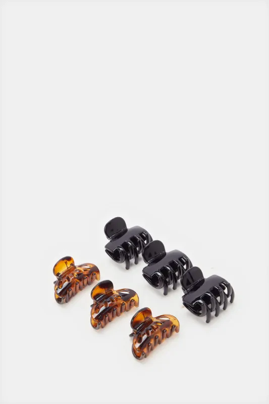 Women Black And Brown Hair Claw Set (Pack of 6) sold by Redtag
