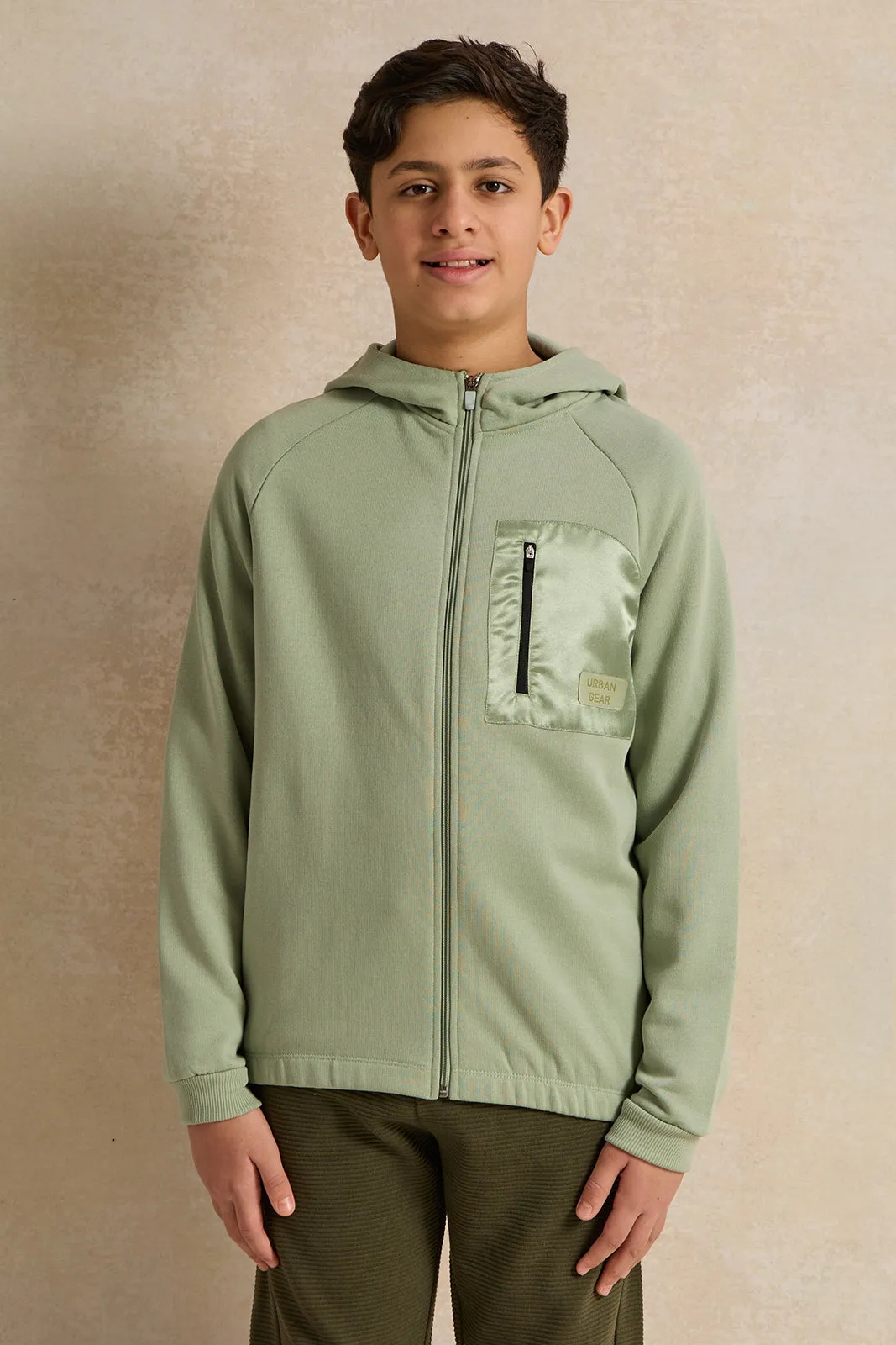 Senior Boys Green Zipthru Hooded Sweatshirt sold by Redtag