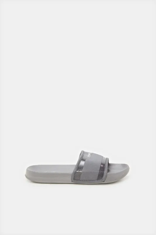 Senior Boys Grey Padded Slide sold by Redtag