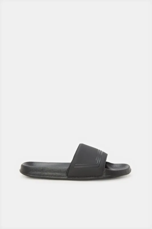 Senior Boys Black Padded Slide sold by Redtag