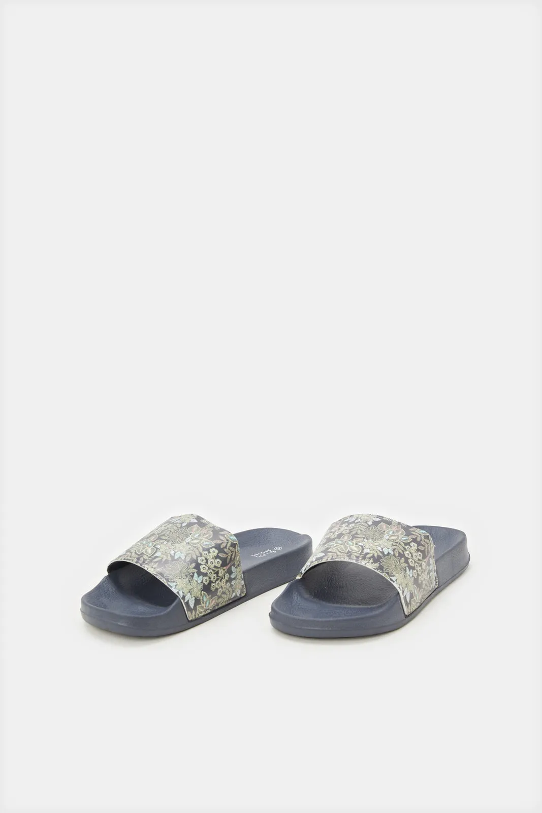 Women Navy Floral Printed Slide sold by Redtag product image thumbnail 3