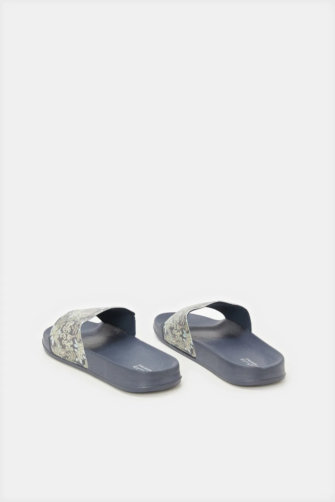 Women Navy Floral Printed Slide sold by Redtag product image thumbnail 4