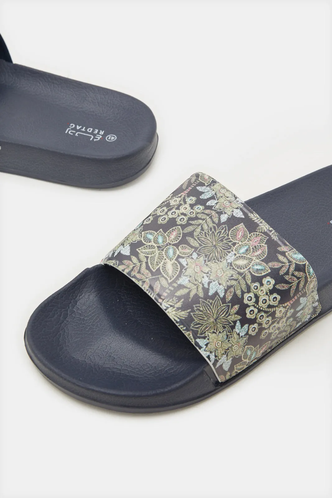 Women Navy Floral Printed Slide sold by Redtag product image thumbnail 5