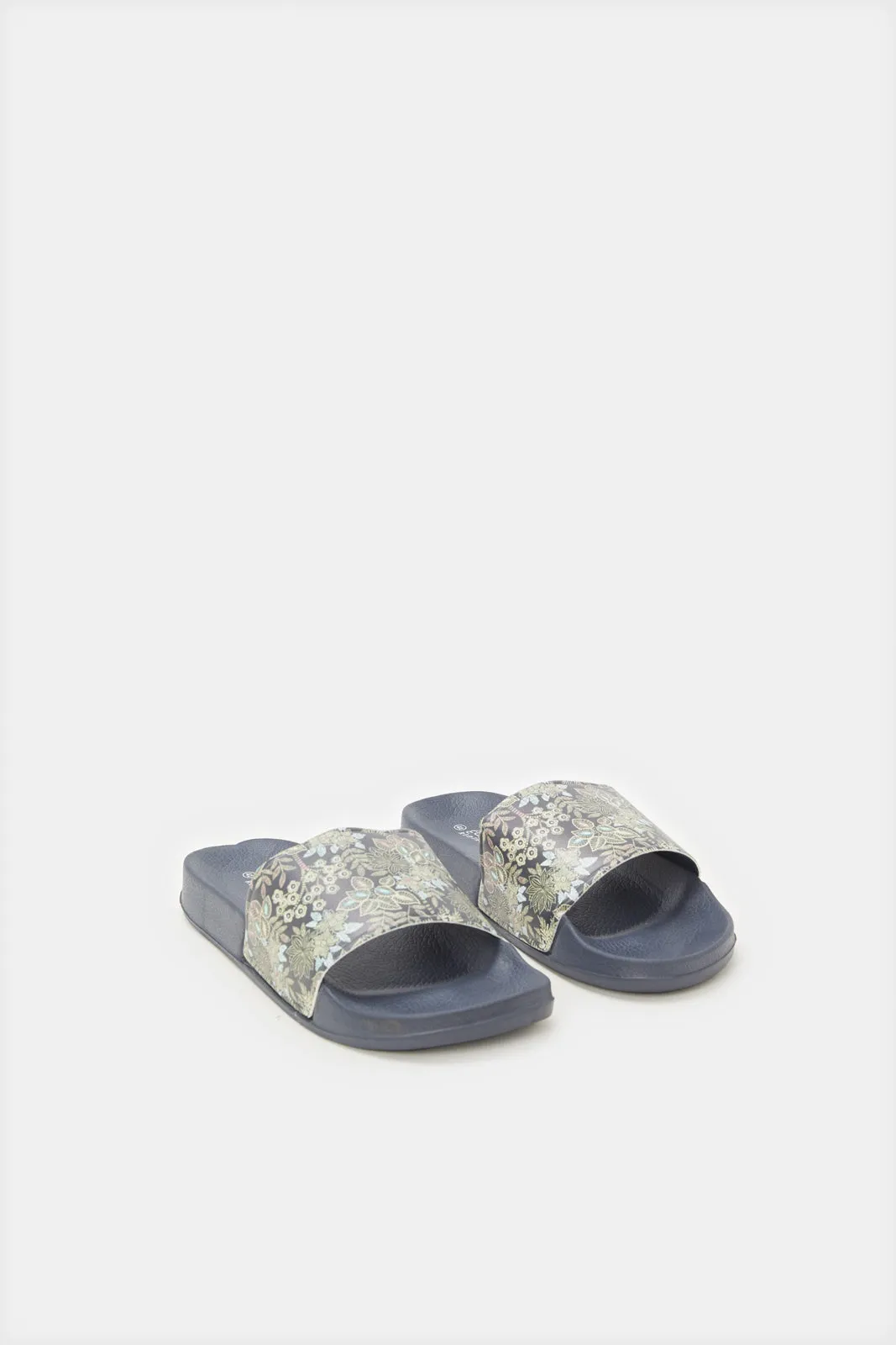 Women Navy Floral Printed Slide sold by Redtag product image thumbnail 2