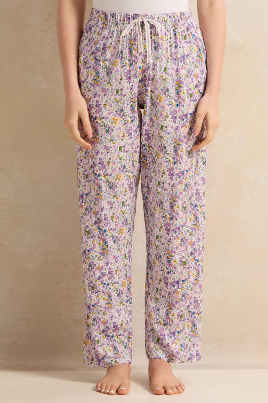 Women Lilac And White Printed Pyjama Bottom sold by Redtag