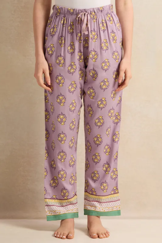 Women Purple Floral Printed Pyjama Bottom sold by Redtag