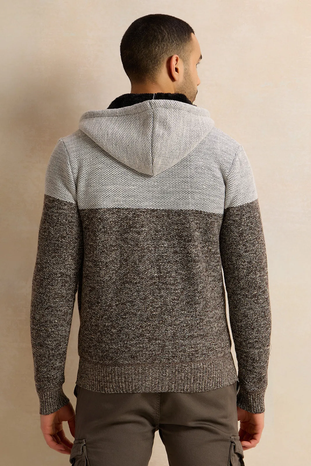 Men Grey Knitted Hooded Pullover sold by Redtag product image thumbnail 3
